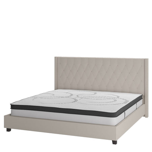 Flash Furniture Riverdale King Platform Bed Set, Beige - HG-BM10-36-GG