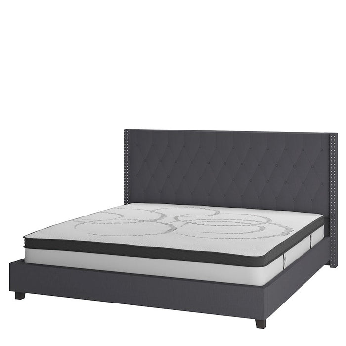 Flash Furniture Riverdale King Platform Bed Set, Dark Gray - HG-BM10-48-GG