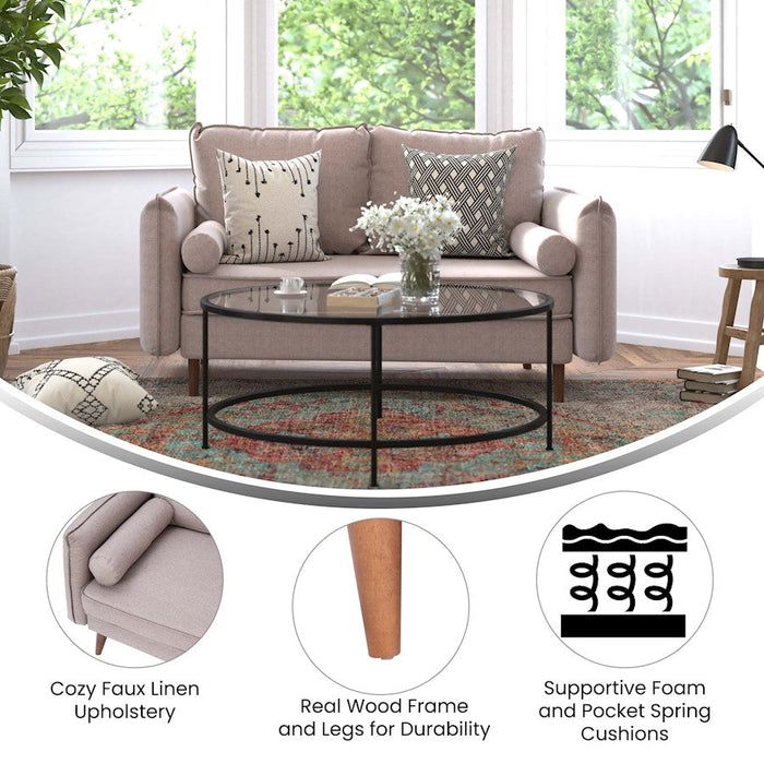 Flash Furniture Evie Taupe Upholstered Loveseat, Taupe