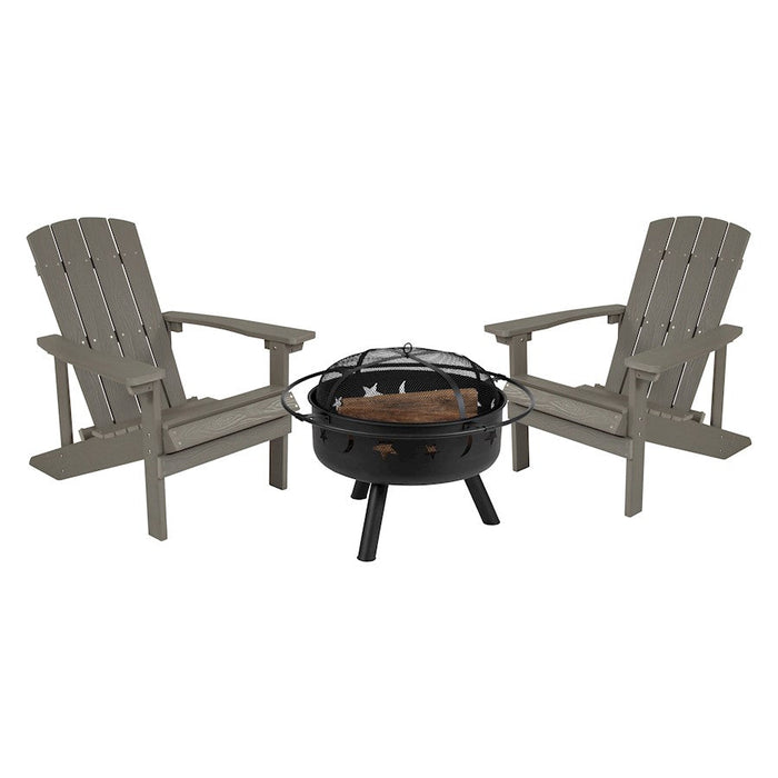 Flash Charlestown 3 PC Adirondacks/Fire Pit, LG - JJ-C145012-32D-LTG-GG