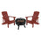 Flash Charlestown 3 PC Adirondacks/Fire Pit, Red - JJ-C145012-32D-RED-GG