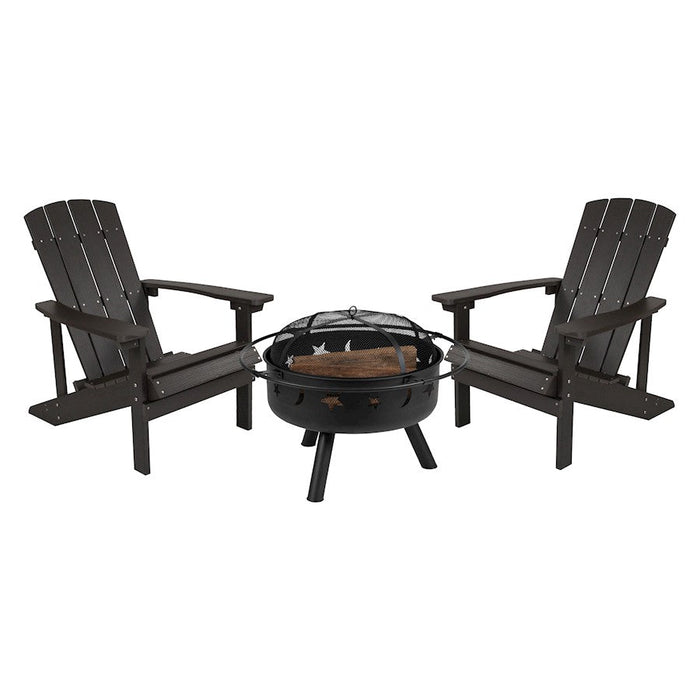 Flash Charlestown 3 PC Adirondacks/Fire Pit, Slate - JJ-C145012-32D-SLT-GG