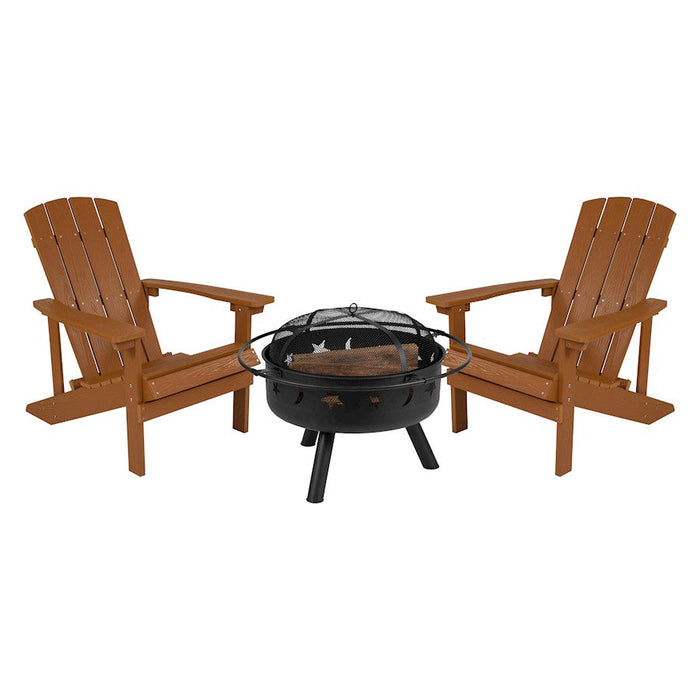 Flash Charlestown 3 PC Adirondacks/Fire Pit, BN - JJ-C145012-32D-TEAK-GG