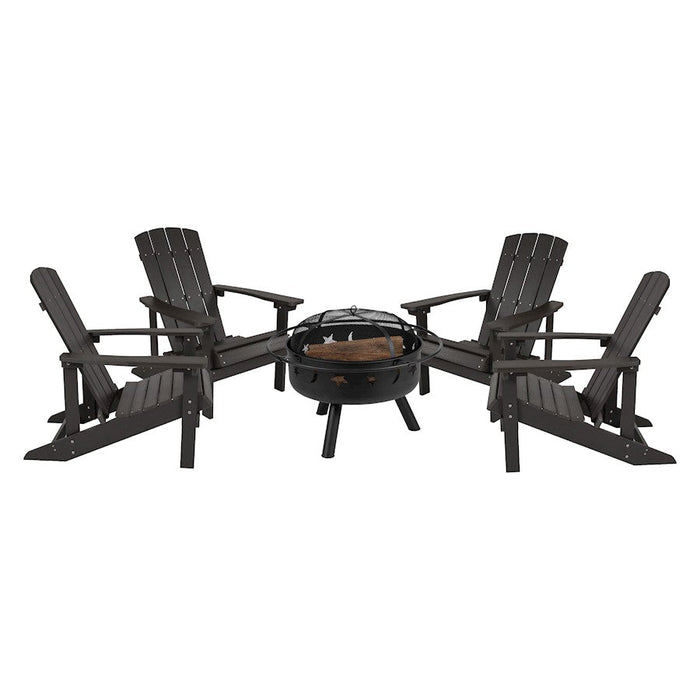 Flash Charlestown 5 PC Adirondack/Fire Pit, Slate - JJ-C145014-32D-SLT-GG