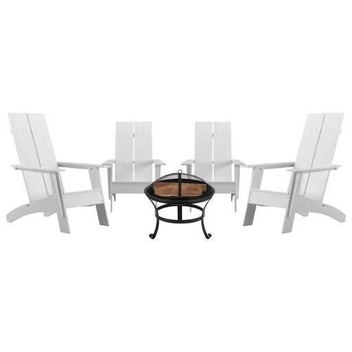 Flash Furniture Finn Pack Of 4 Rockers/Fire Pit, White - JJ-C145094-202-WH-GG