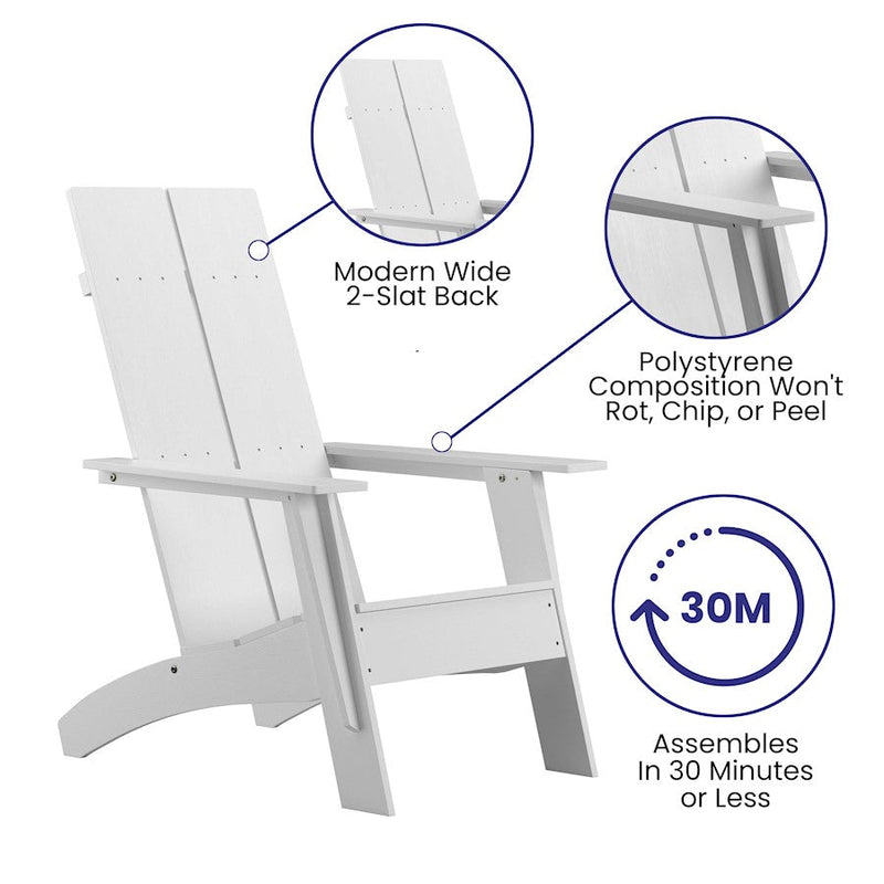 Flash Furniture Finn Pack Of 4 Rockers/Fire Pit, White
