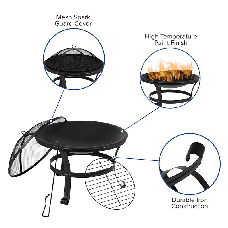 Flash Furniture Finn Pack Of 4 Rockers/Fire Pit, White
