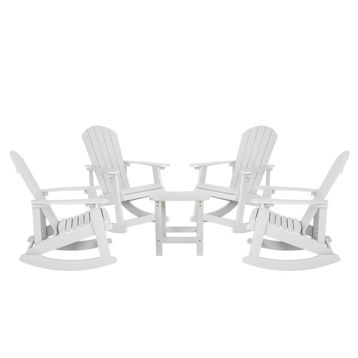 Flash Furniture Savannah 4 Rockers/1 Table, WH - JJ-C14705-4-T14001-WH-GG