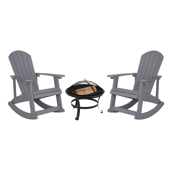 Flash Furniture Savannah Pack Of 2 Rockers/Fire Pit, Gray - JJ-C147052-202-GY-GG