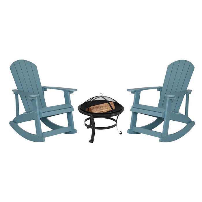 Flash Furniture Savannah Pack Of 2 Rockers/Fire Pit, SF - JJ-C147052-202-SFM-GG