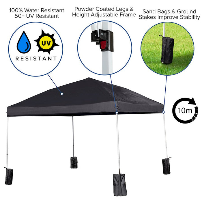 Flash Furniture Harris Straight Leg Canopy Tent, Black