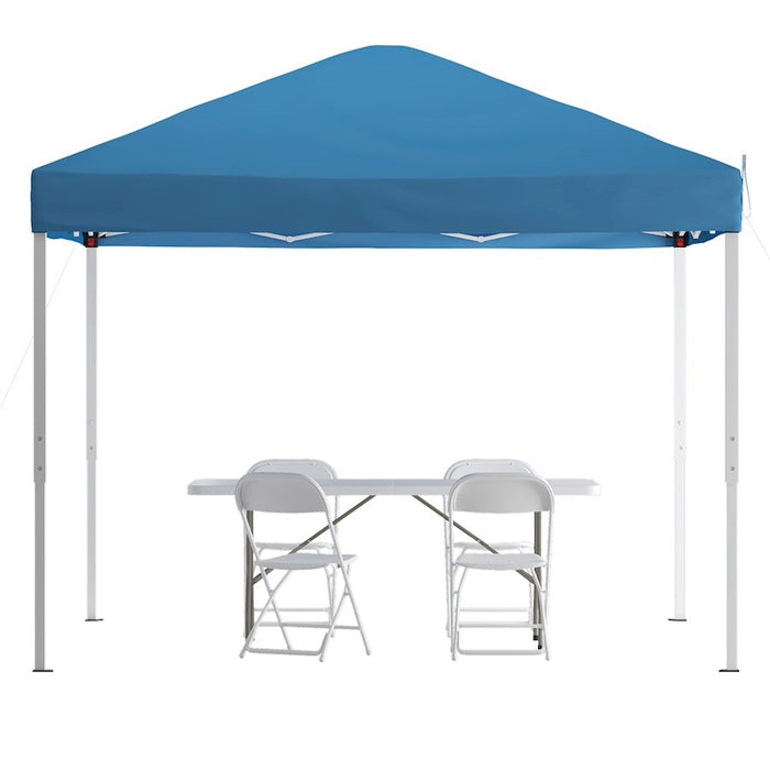 Flash Otis 10'X10' Canopy Tent/Table/4 Chairs, Blue - JJ-GZ10183Z-4LEL3-BLWH-GG