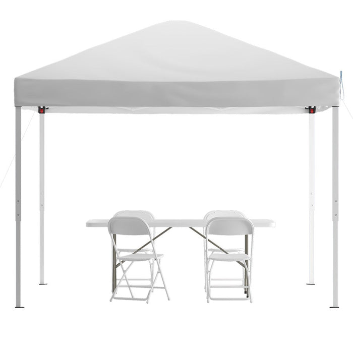 Flash Otis 10'X10' Canopy Tent/Table/4 Chairs, WH - JJ-GZ10183Z-4LEL3-WHWH-GG