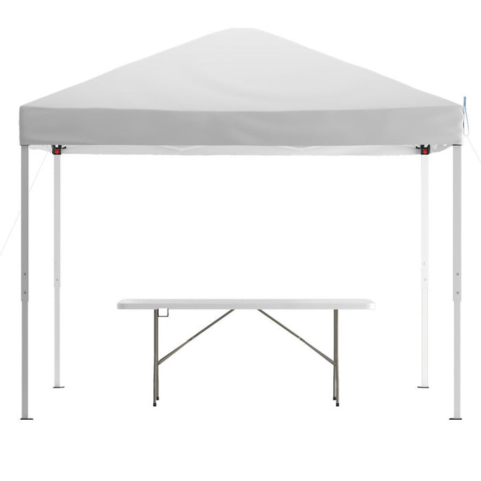 Flash Furniture Otis 10'X10' Canopy Tent/Folding Table, WH - JJ-GZ10183Z-WH-GG