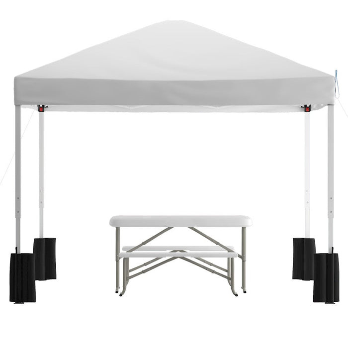 Flash Furniture Harris Canopy Tent/Folding Bench, White - JJ-GZ10PKG103-WH-GG