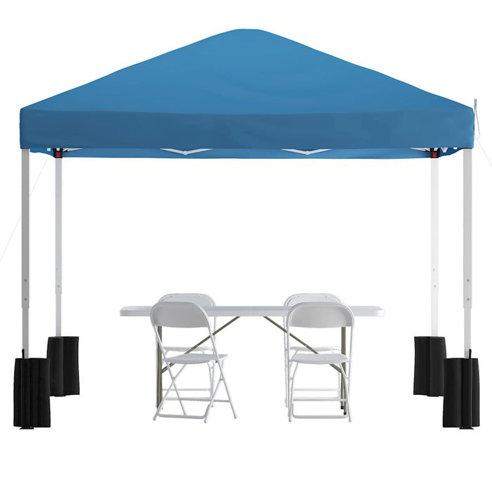 Flash Otis Wheeled Canopy Tent/Table/4 Chairs, BL - JJ-GZ10PKG183Z-4LEL3-BLWH-GG