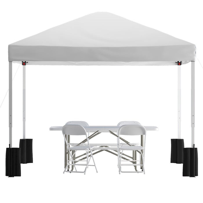 Flash Otis Wheeled Canopy Tent/Table/4 Chairs, WH - JJ-GZ10PKG183Z-4LEL3-WHWH-GG