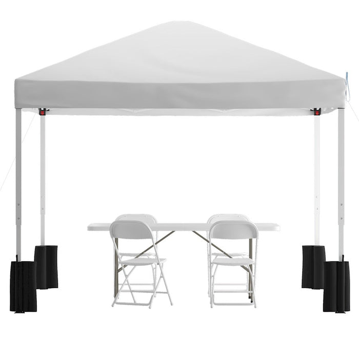 Flash Furniture Otis Canopy Tent /Folding Table, White - JJ-GZ10PKG183Z-WH-GG