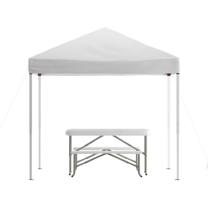 Flash Furniture Kramer Canopy Tent/Folding Bench, White - JJ-GZ88103-WH-GG