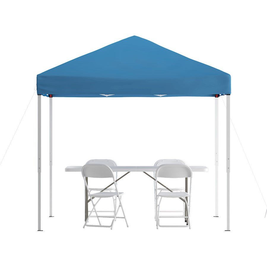 Flash Otis 8'X8' Canopy Tent/Table/4 Chairs, Blue - JJ-GZ88183Z-4LEL3-BLWH-GG