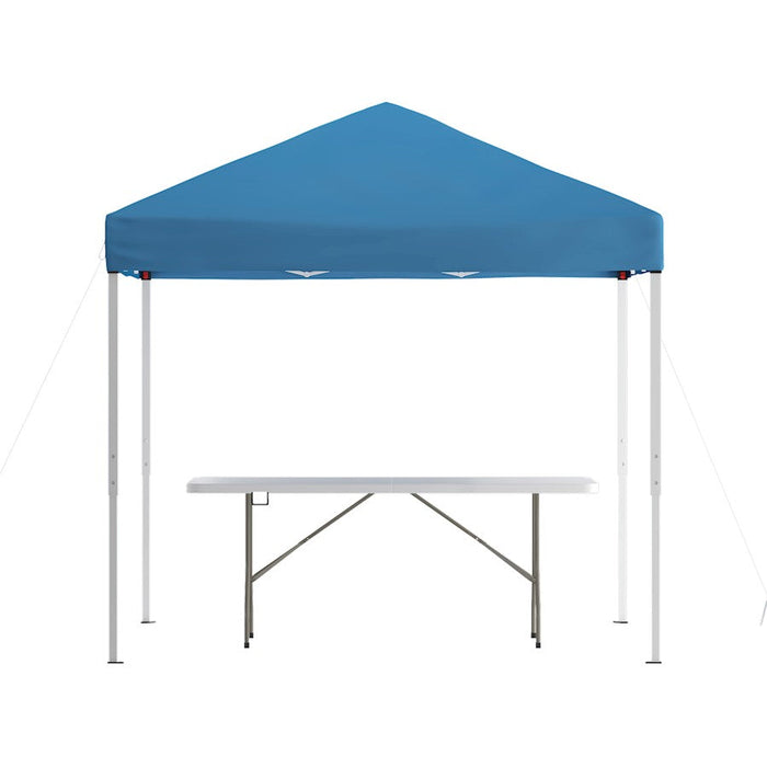 Flash Furniture Otis 8'X8' Canopy Tent/Folding Table, Blue - JJ-GZ88183Z-BL-GG