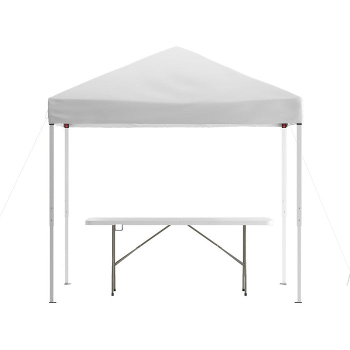 Flash Furniture Otis 8'X8' Canopy Tent/Folding Table, White - JJ-GZ88183Z-WH-GG