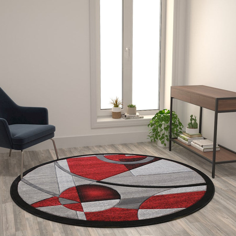 Flash Furniture Elias 5X5 Abstract Rug, Red