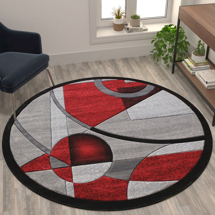 Flash Furniture Elias 5X5 Abstract Rug, Red