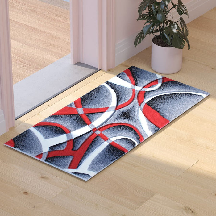 Flash Furniture Atlan Abstract Rug, Red