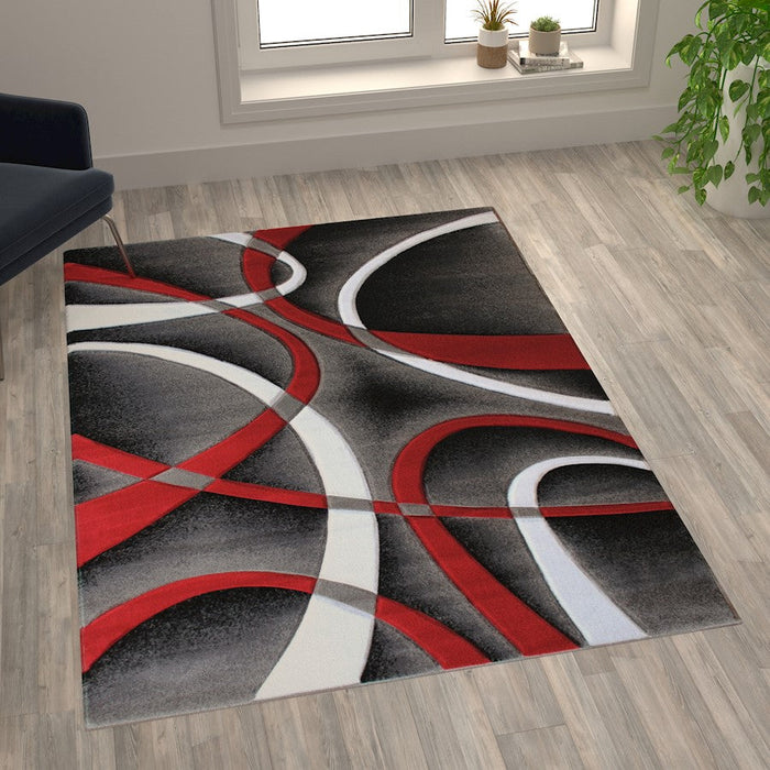 Flash Furniture Atlan Abstract Rug, Red