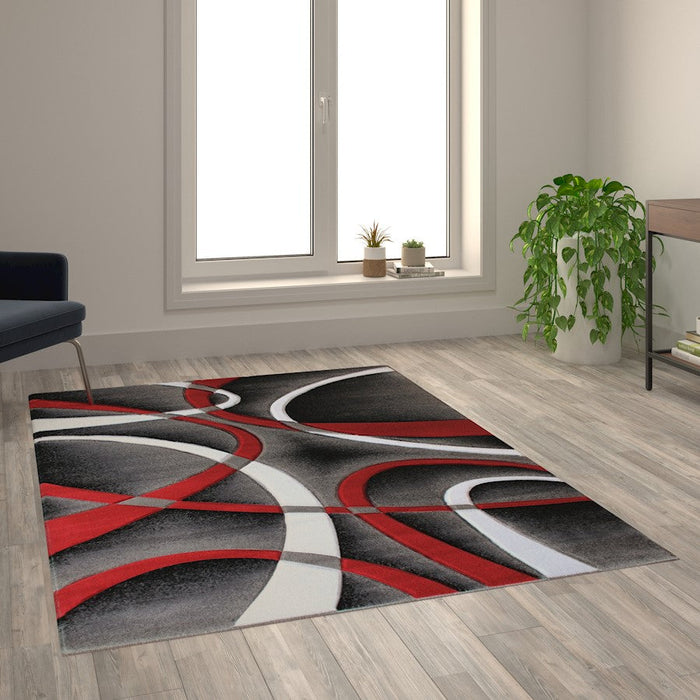 Flash Furniture Atlan Abstract Rug, Red