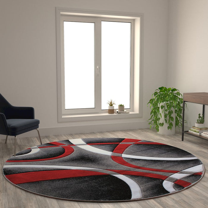 Flash Furniture Atlan 8X8 Abstract Rug, Red