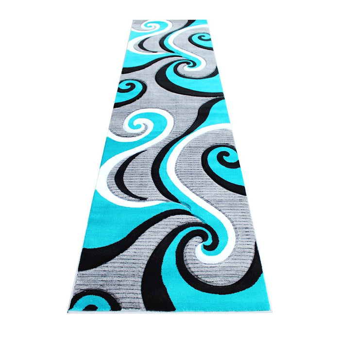 Flash Furniture Athos 3X10 Abstract Rug, Turquoise - KP-RG952-310-TQ-GG