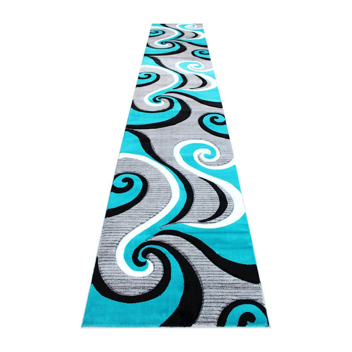 Flash Furniture Athos 3X16 Abstract Rug, Turquoise - KP-RG952-316-TQ-GG