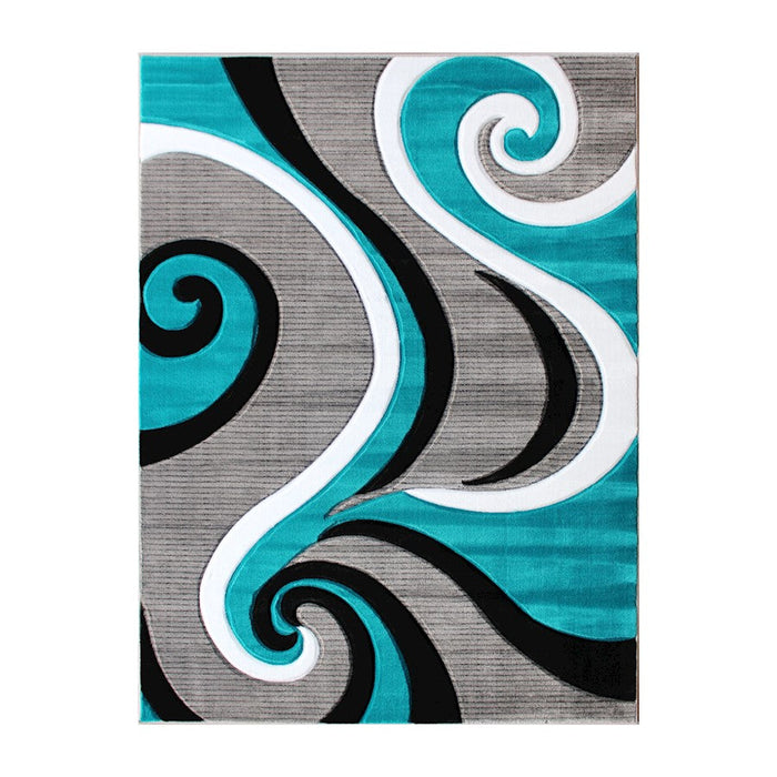 Flash Furniture Athos 8X10 Abstract Rug, Turquoise - KP-RG952-810-TQ-GG