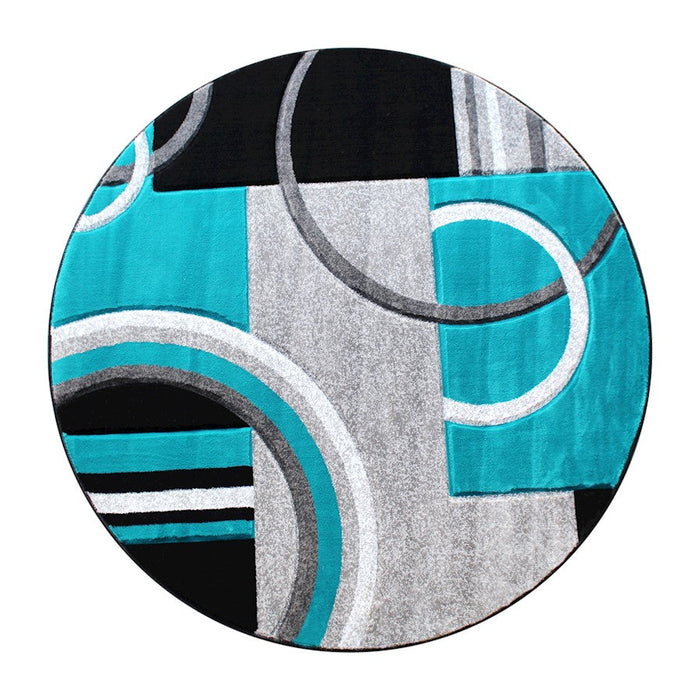 Flash Furniture Audra 5X5 Geometric Rug, Turquoise - KP-RG953-55-TQ-GG