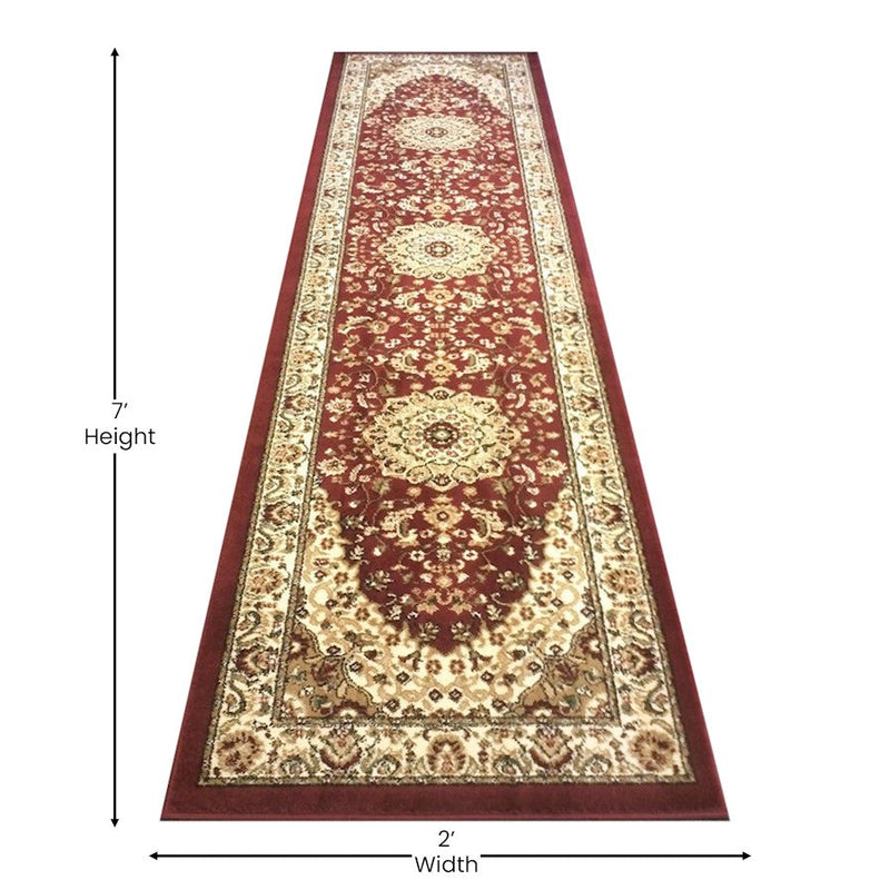 Flash Furniture Mersin 2X7 Persian Area Rug, Burgundy