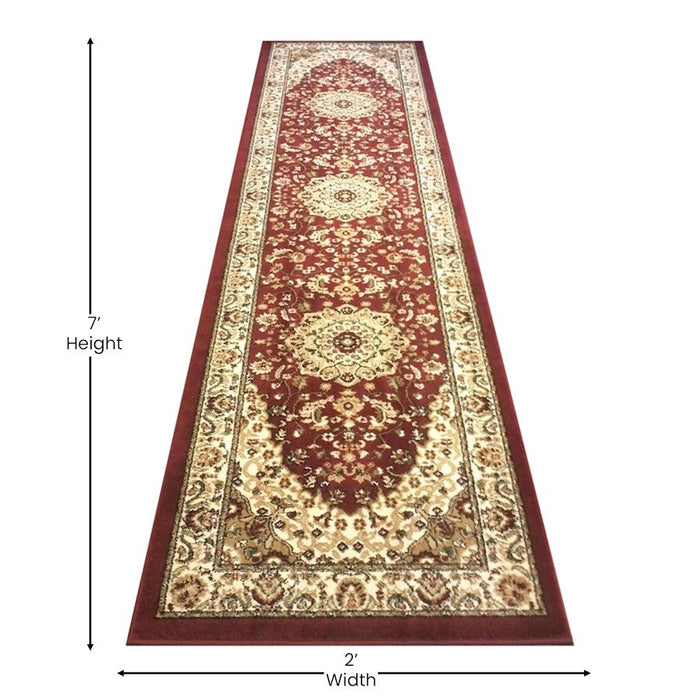 Flash Furniture Mersin 2X7 Persian Area Rug, Burgundy