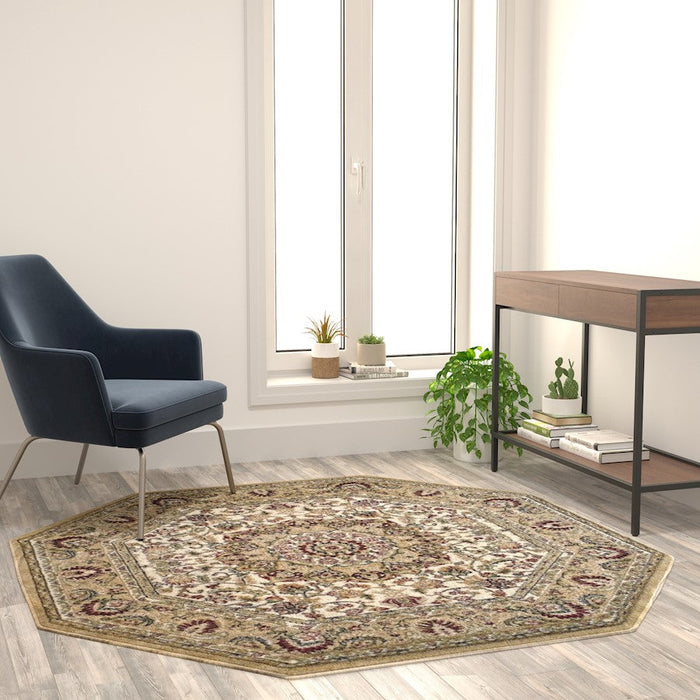 Flash Furniture Mersin 5X5 Persian Octagonarea Area Rug