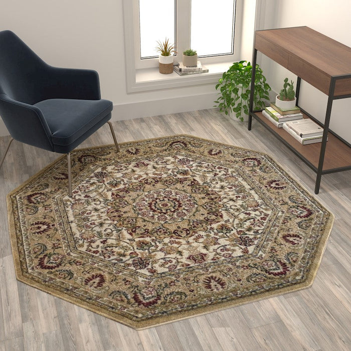 Flash Furniture Mersin 5X5 Persian Octagonarea Area Rug