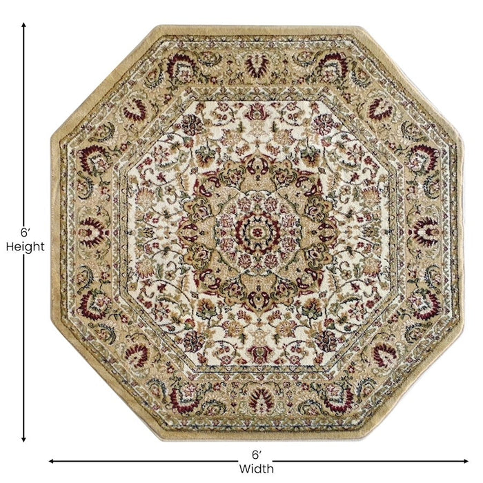 Flash Furniture Mersin 5X5 Persian Octagonarea Area Rug