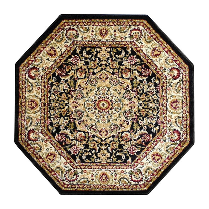 Flash Furniture Mersin 5X5 Persian Area Rug, Black - NR-RGB401-55O-BK-GG