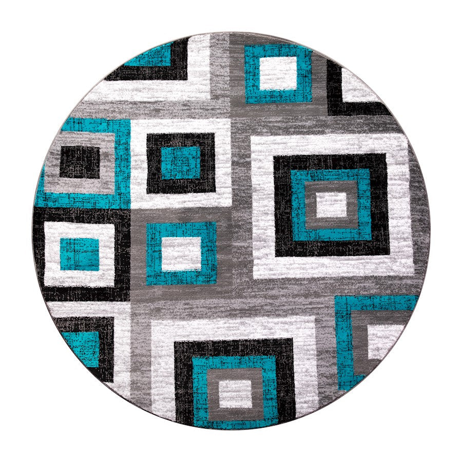 Flash Gideon 5x5 Geometric Rug, Turquoise - OK-HCF-7146ATUR-5R-TUR-GG