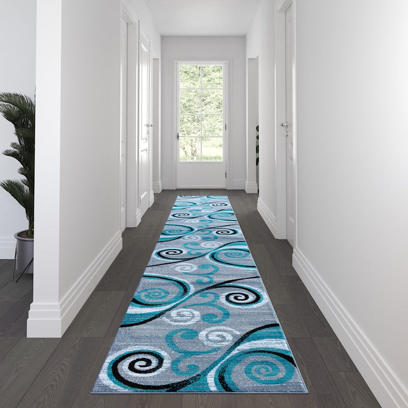 Flash Furniture Valli 3X16 Modern Area Rug, Turquoise