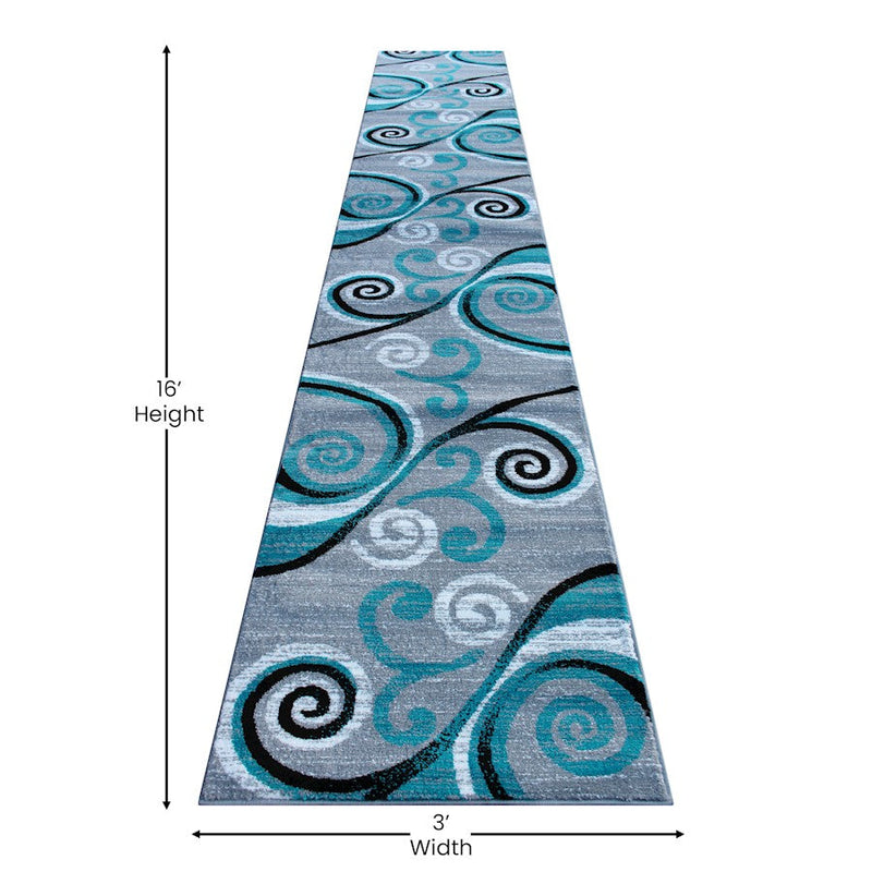 Flash Furniture Valli 3X16 Modern Area Rug, Turquoise
