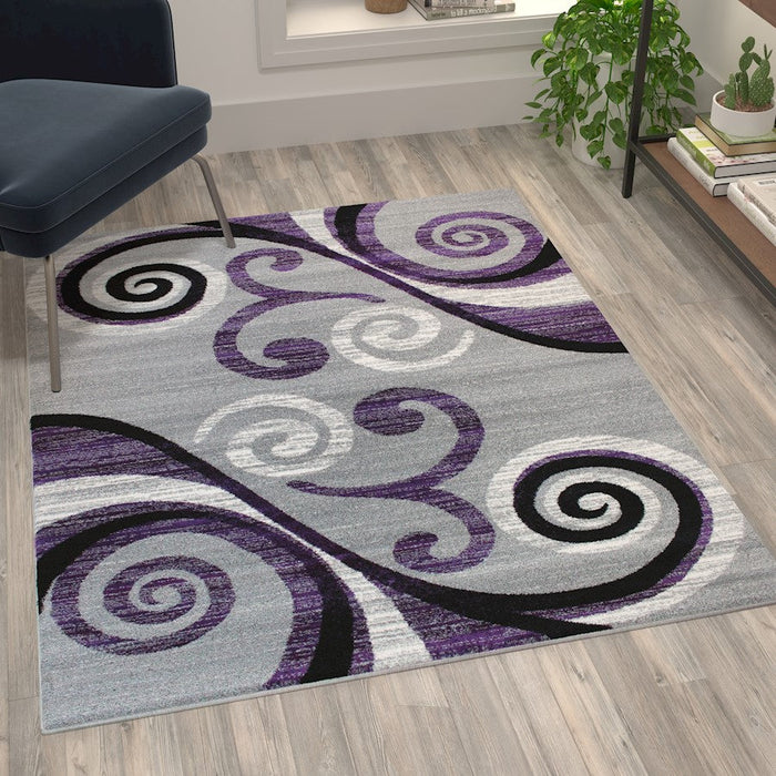 Flash Furniture Valli 4X5 Modern Area Rug, Purple