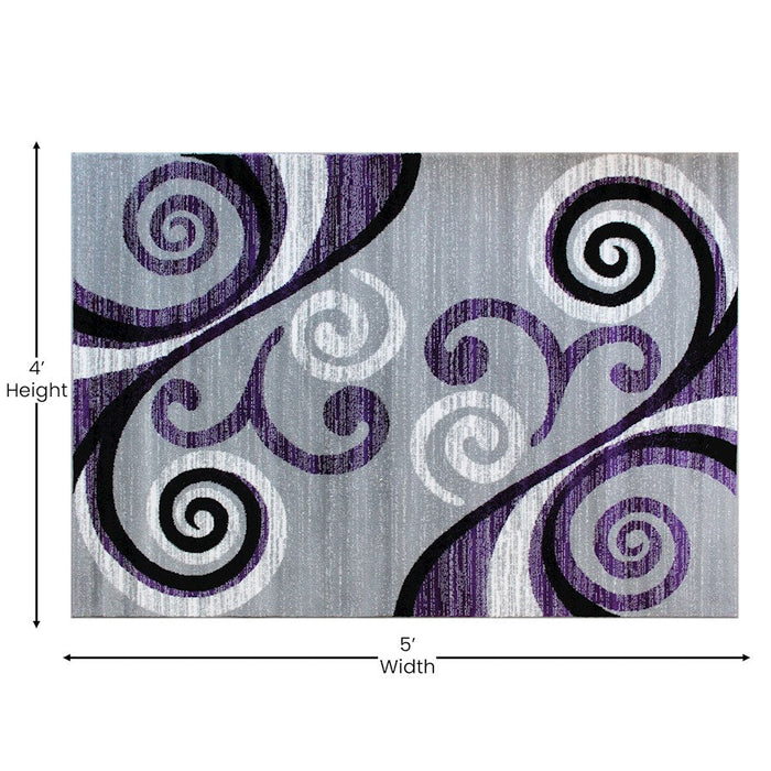 Flash Furniture Valli 4X5 Modern Area Rug, Purple