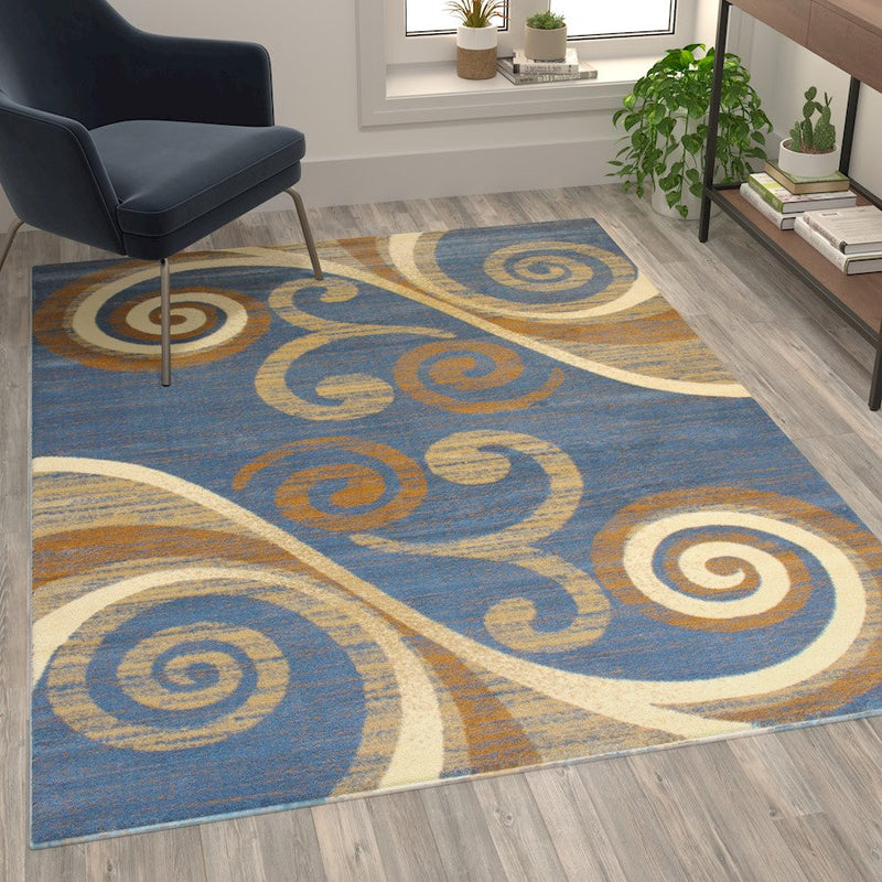 Flash Furniture Valli 5X7 Modern Area Rug, Blue