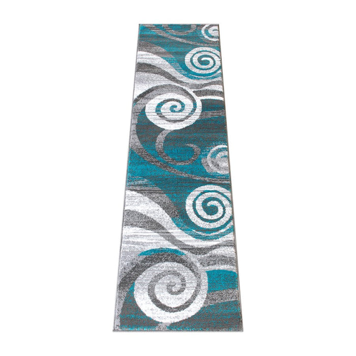 Flash Furniture Cirrus 2X7 Swirl Area Rug, Turquoise - OKR-RG1103-27-TQ-GG