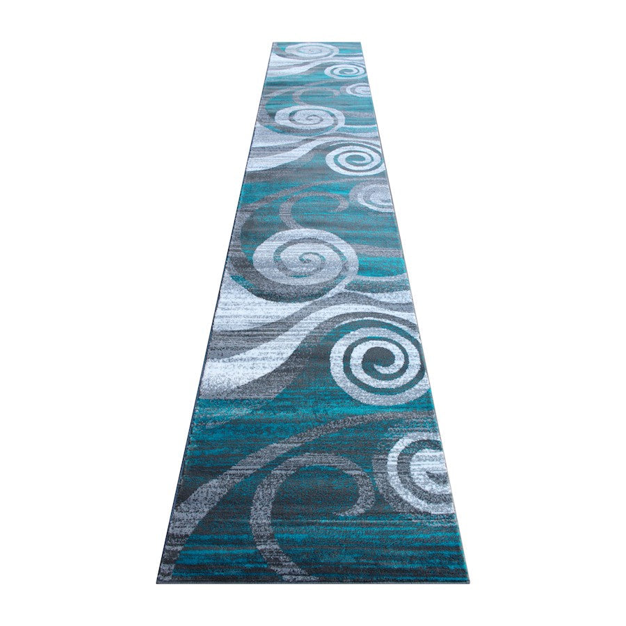 Flash Furniture Cirrus 3X16 Swirl Area Rug, Turquoise - OKR-RG1103-316-TQ-GG